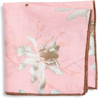 Clifton Wilson Floral Linen Pocket Square in Pink at Nordstrom