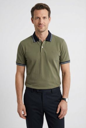 Olymp Poloshirt OLYMP Casual, Herren, Gr. XXL, gr&uuml;n (oliv), Piqu&eacute;, Obermaterial: 100% Baumwolle, Shirts Poloshirt, farbliche Kontrast-Details