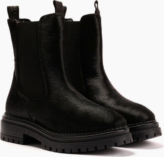Osprey Womens Osprey London The Hampton Chelsea Leather/Pony Hair Womens Black/Olive Boots - Size: 5
