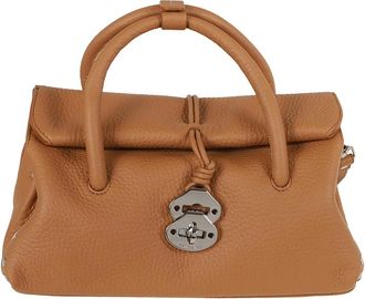 Zanellato Schoudertas met dubbel compartiment - Dames - Handtassen - Bruin - ONE Size - Leer - Tassen
