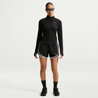 Nike Womens Tempo Dri-FIT Mid-Rise Brief-Lined Running Shorts in Black | HM6096-010