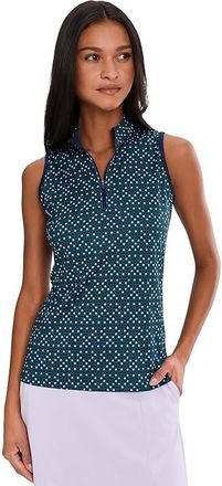 Callaway Sleeveless Framing Geo Print 1/4-Zip Top Womens Clothing Peacoat : 2XL (Womens 18-20), Elastane/Polyester