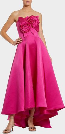 Mac Duggal 3D Floral Appliqu&eacute; Satin A-Line Gown