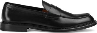 Doucal's Penny Loafers in Polished Black Leather