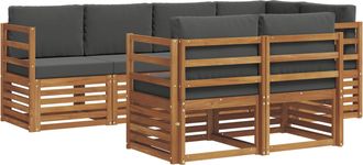 vidaXL Conjunto De Sof&aacute;s De Exterior 7 Uds. Natural Y Antracita Vidaxl