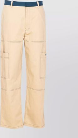 Off-white cargo pocket loose fit trousers