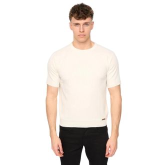 Duck and Cover Heren Marvela Gebreid T-shirt (Licht Steen)