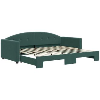vidaXL Sof&aacute; Cama Nido Terciopelo Verde Oscuro 90x200 Cm Vidaxl