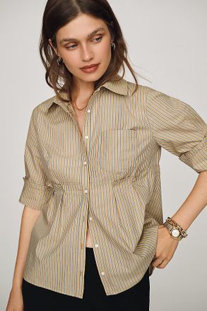Maeve Cotton Contrast Buttondown Shirt