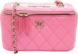 Chanel Pre-owned Vintage Quilted Crossbody Bag - Dames - Vintage Schoudertas - Roze - ONE Size - Leer - Vintage