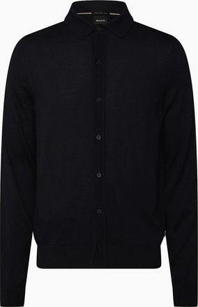 HUGO BOSS Mens Helbert Regular Fit Shirt in Virgin Wool - Navy - Size: 40/Regular