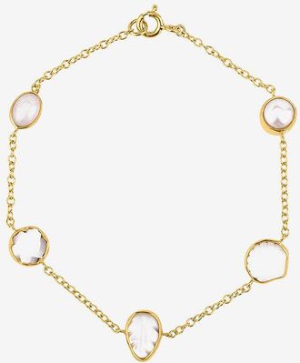 Grainne Morton Goldenes Armband mit Perle Five Mini Charm