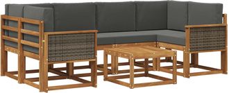 vidaXL Conjunto De Sof&aacute;s De Exterior 5 Uds. Natural Y Antracita Vidaxl
