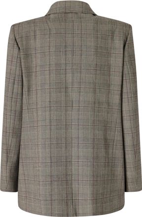 Pinko Womens Double-Breasted Jacket Beige-Burgundy-Black Polyester Beige/burgundy/black