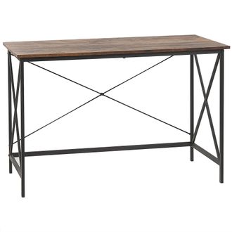 Beliani Beliani - Escritorio De Madera Oscura Tablero Mdf Negro 115 X 60 Cm Patas De Metal Oficina En Casa Industrial Futon