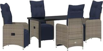 vidaXL Vidaxl - Conjunto De Comedor De Jard&iacute;n 5 Pcs Gris Rat&aacute;n Sint&eacute;tico