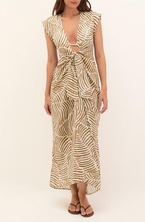 Vix Sasha Tie Front Cotton Cover-Up Dress in Brown at Nordstrom, Size X-Small