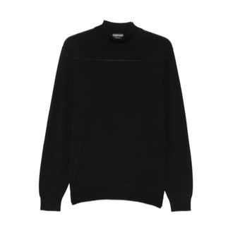 Tom Ford Fine Gauge Wool Mock Neck - Heren - Truien - Zwart - Maat: M Wol