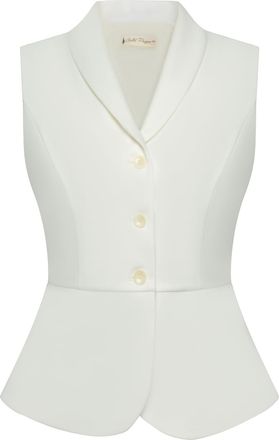 Belle Poque Womens Waistcoats Lapel Collar V-Neck Suit Vest Elegant Button Down Dressy Suit Vest for Business Work