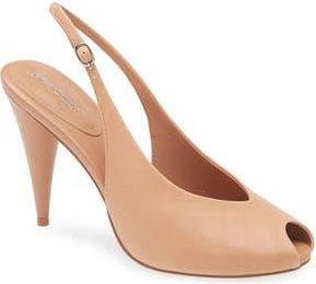 Jeffrey Campbell Snoah Slingback Peep Toe Pump in Tan at Nordstrom Rack, Size 9.5