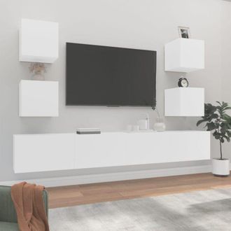 vidaXL Set De Muebles Para Tv 6 Piezas Madera Contrachapada Blanco Vidaxl