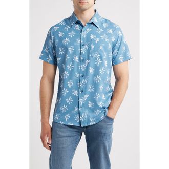 Travis Mathew Seamate Floral Short Sleeve Button-Up Shirt in Captains Blue at Nordstrom Rack, Size X-Large
