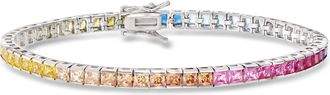 Ross-Simons Princess-Cut Rainbow Simulated Sapphire Tennis Bracelet in Sterling Silver