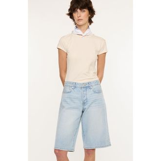 Kancan Darla Drape Low Slung Baggy Jort in Medium Light at Nordstrom, Size 30