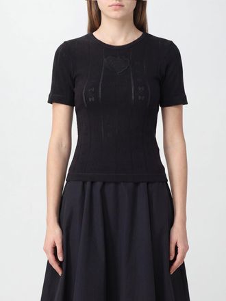 Ganni Top in maglia di cotone organico a maniche corte