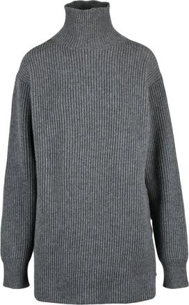 Jil Sander Long Sweater High Neck - Grey