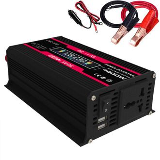 OEM Inversor De Onda Sinusoidal Modificada Crezuo De 12 V A 220 V Y 4000 W De Potencia M&aacute;xima, Con Pantalla Led Y 2 Puertos Usb Para Autom&oacute;viles.-crezuo