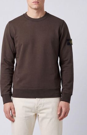 Stone Island Felpa girocollo in cotone con patch logo Compass