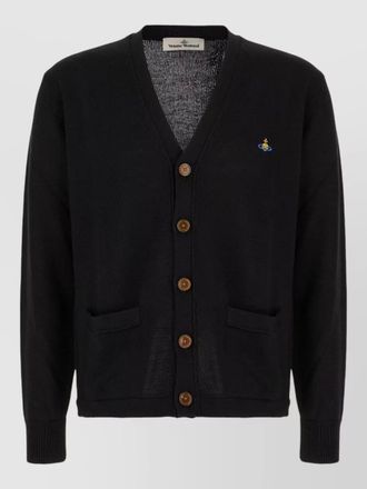 Vivienne Westwood cotton cardigan v neckline ribbed trims