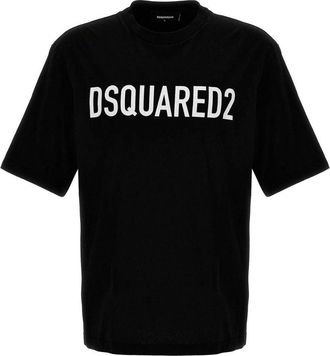 Dsquared2 Mens Bold Logo Black T-shirt Cotton - Size X-Large