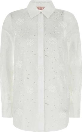 Valentino Garavani Organdis Daisy Shirt - Dames - Overhemden - Wit - XS - Katoen - Overhemden