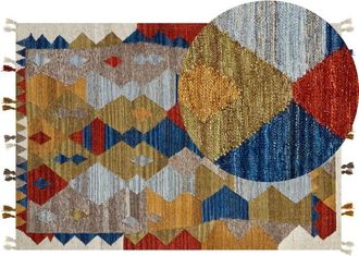 Beliani Rug ARZAKAN Multicolour 160 x 230 cm Wool Kilim