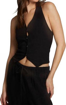Chaser Linen Halter Top In Black
