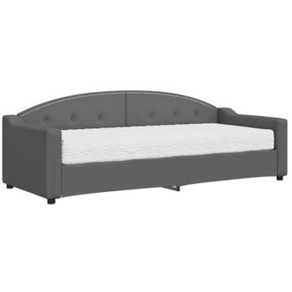 vidaXL Sof&aacute; Cama Con Colch&oacute;n Tela Gris Oscuro 80x200 Cm Vidaxl