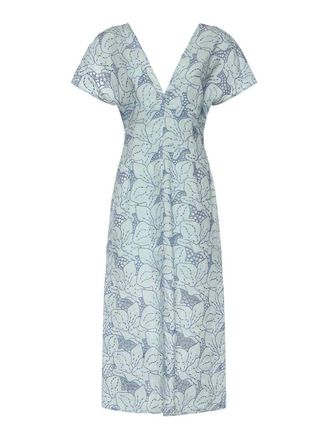 Genny Linen Dress With Orchid Embroidery