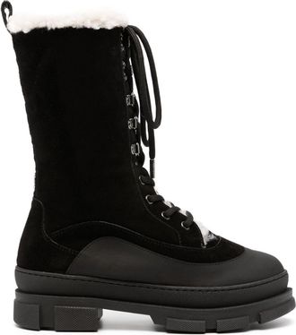 Jimmy Choo London Aldea lace-up suede boots - women - Calf Leather/Rubber/Artificial Fur - 38 - Black