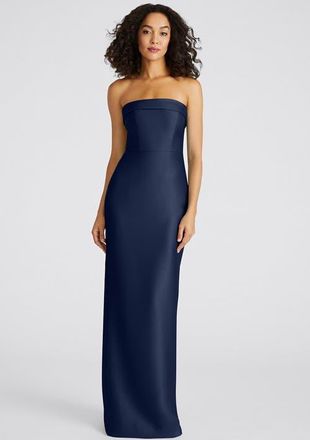 Theia Gaia Strapless Column Mikado Gown in Navy at Nordstrom, Size 16