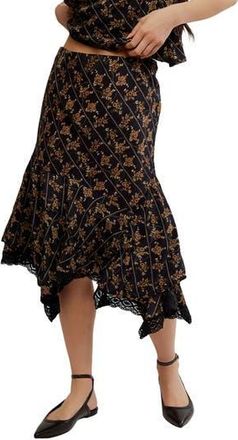Free People Bali Sweet Escape Asymmetric Hem Skirt in Black Combo at Nordstrom Rack, Size X-Small