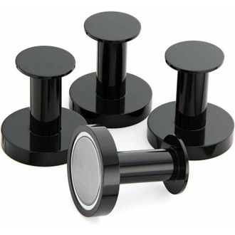 Elle Ganchos Magn&eacute;ticos De Pared, 29 Kg - 4 Ganchos De Neodimio Negros - Para Muebles, Puertas Y Frigor&iacute;ficos - Instalaci&oacute;n Sin Herramientas