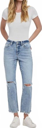 Flying Monkey Vivid High Rise Distressed Straight Jeans In Light Wash