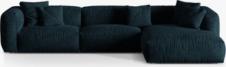 MICADONI Modulares 4-Sitzer Design Ecksofa Martina - Samtbezug Petrol dunkel