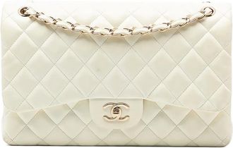 Chanel Borsa a spalla Jumbo Classic Double Flap in pelle di agnello 2011 - Bianco
