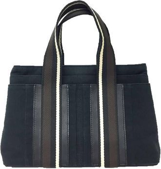 Hermès Black Canvas Leather Tote Bag (Pre-Owned)