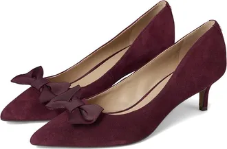 Lauren Ralph Lauren Adrienne Bow-Trim Suede Pumps Womens Sandals Dark Garnet : 8.5 B - Medium, Leather