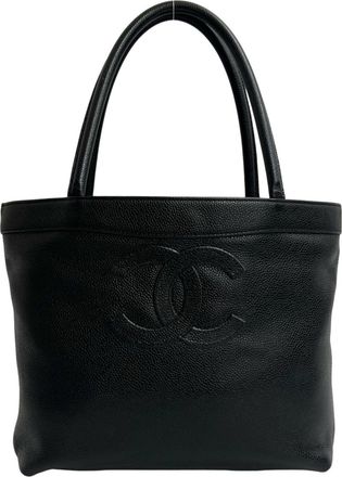 Chanel Black Grained Calfskin Handbag Tote Bag (Pre-Owned)