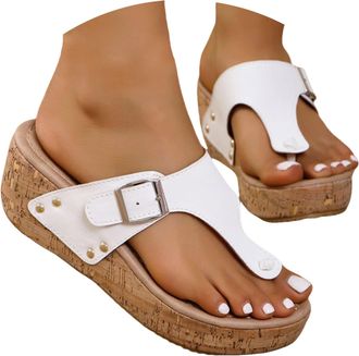 Generic Comfortable Adjustable Shoes Slip On Backless Shoe Summer Platform Footwear Arch Support Espadrille White